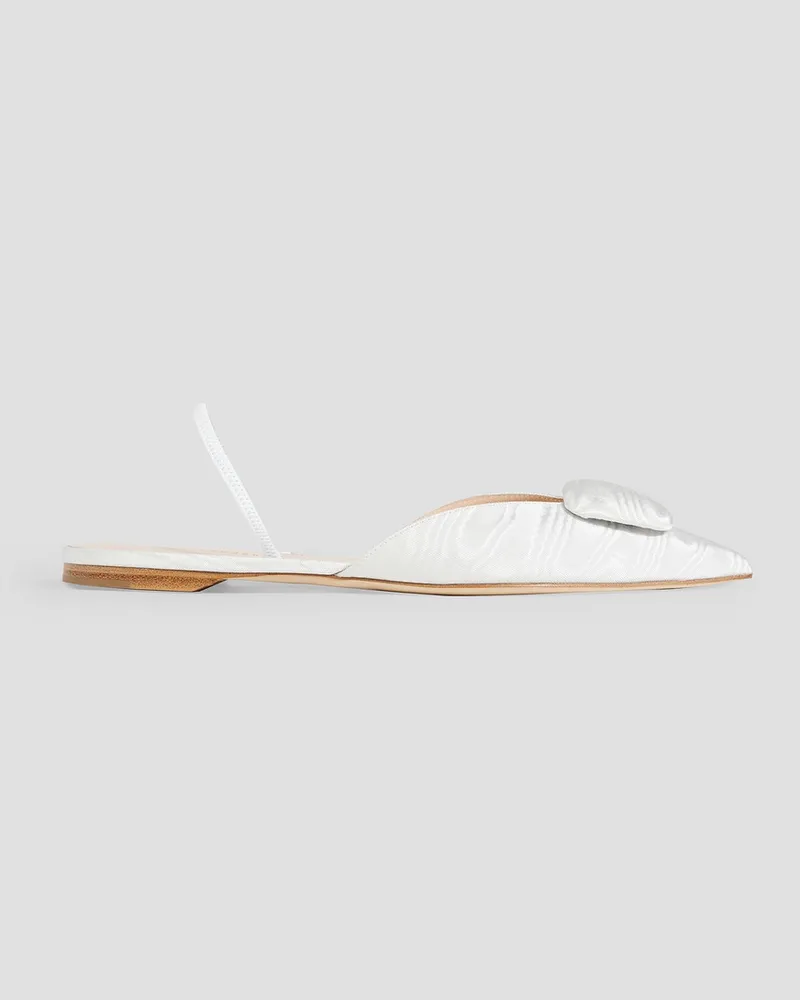 Rupert Sanderson Sabine flache Slingback-Schuhe aus Moiré mit spitzer Kappe und Applikationen Weiß