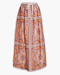 Zimmermann Maxirock aus Leinen mit Paisley-Print Orange