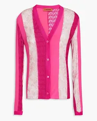 Missoni Cardigan aus Häkelstrick aus Crêpe de Chine aus Seide inMetallic-Optik Pink