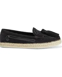 TOD'S Espadrilles aus Veloursleder mit Lochstickerei und Troddeln Schwarz