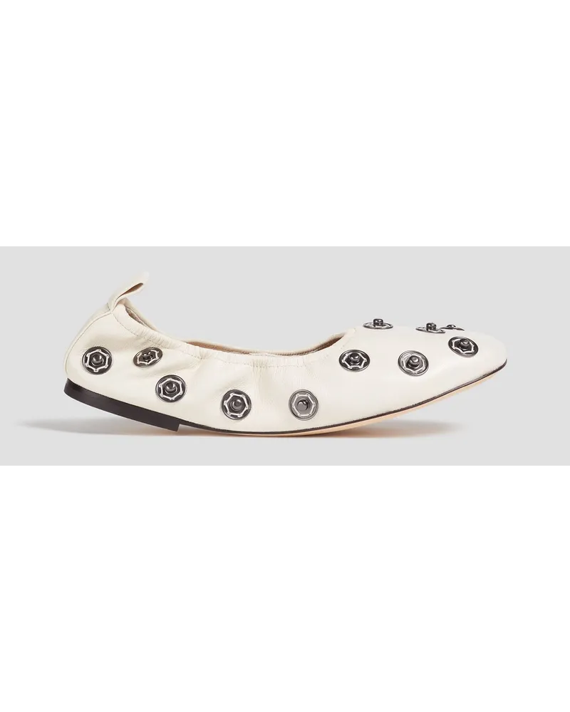 Tory Burch Eyelet Snap Ballerinas aus Leder mit Verzierung Weiß