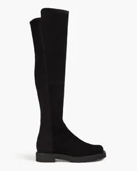 Stuart Weitzman Overknees aus Veloursleder und Neopren Schwarz