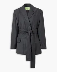 GAUGE81 Zillah belted pinstriped wool blazer Grau