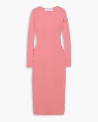 ROTATE Birger Christensen Sylia Midikleid aus Rippstrick Pink