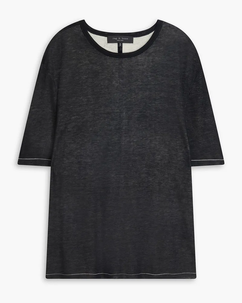 Rag & Bone Banks T-Shirt aus Baumwoll-Jersey mit Flammgarneffekt Schwarz