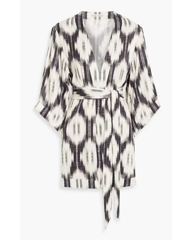 Alice + Olivia Alice OliviaDomino Kimono aus glänzendem Jacquard mit Print/S Grau