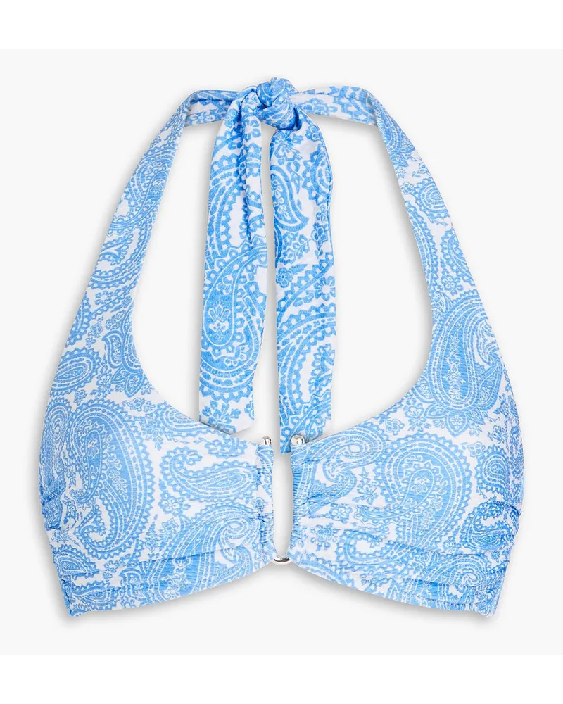 Heidi Klein Neckholder-Bikini-Oberteil aus Stretch-Piqué mit Paisley-Print Blau