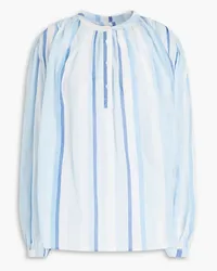 Claudie Pierlot Gestreifte Bluse aus Baumwolle Blau