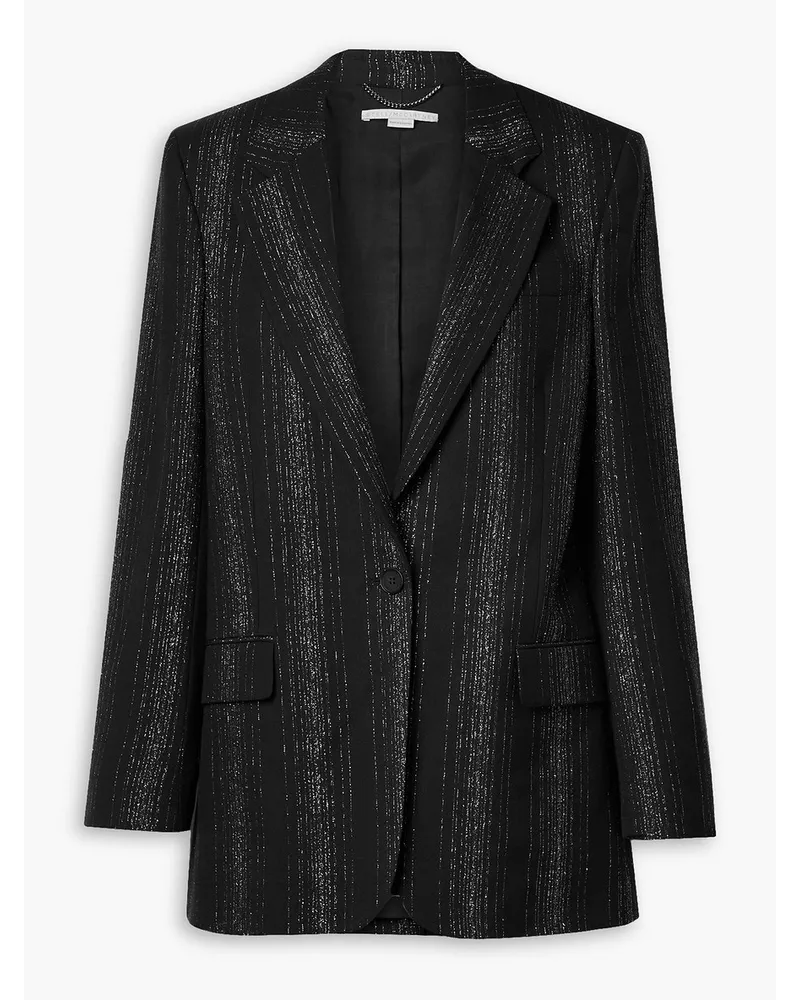 Stella McCartney Blazer aus Twill aus einer Wollmischung inMetallic-Optik mit Streifen Schwarz