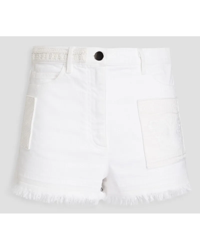 Valentino Garavani Jeansshorts mit Zierperlen Weiß