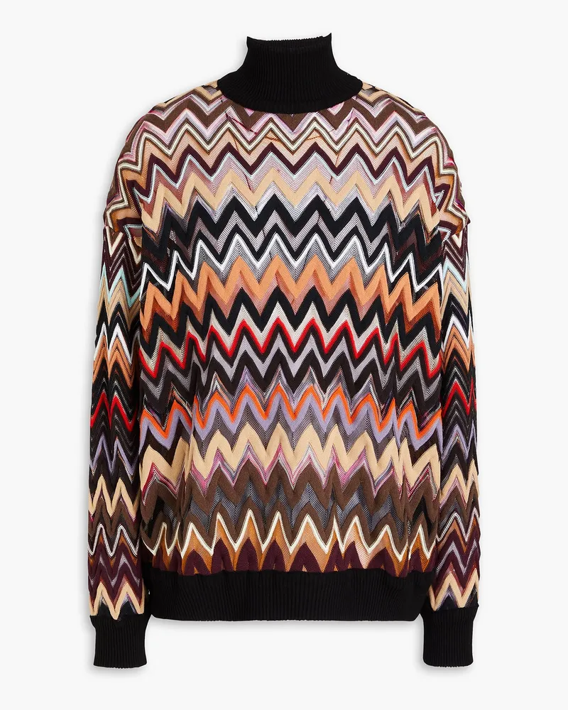 Missoni Rollkragenpullover aus Häkelstrick aus einer Wollmischung Schwarz