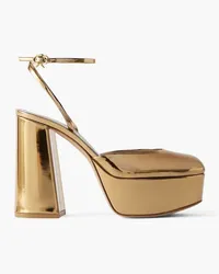 Gianvito Rossi 70 Plateaupumps aus Leder mit Spiegeleffekt Metallic