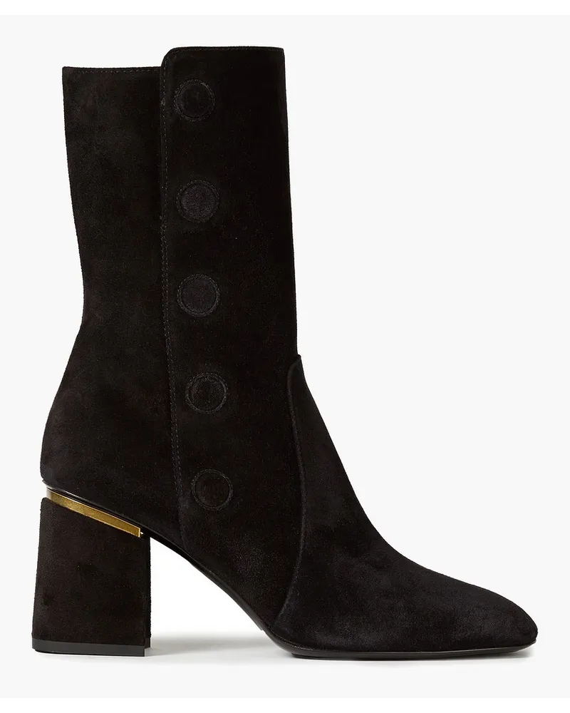 TOD'S Ankle Boots aus Veloursleder mit Druckknöpfen Schwarz