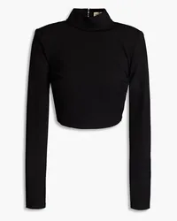 NICHOLAS Leysa Cropped Rollkragenoberteil aus Jersey mit Cut-outs Schwarz