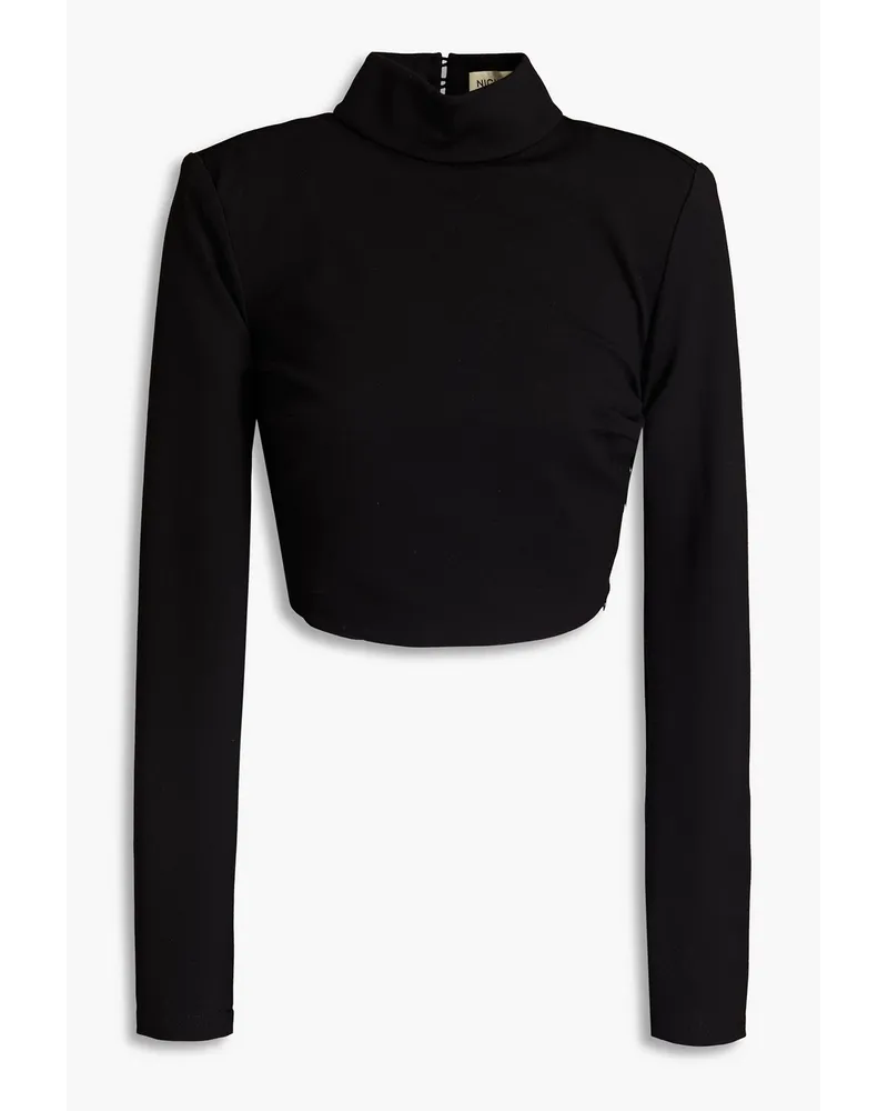 NICHOLAS Leysa Cropped Rollkragenoberteil Aus Jersey Mit Cut Outs Schwarz