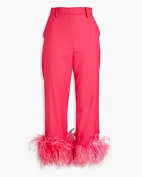 Magda Butrym Cropped Hose mit geradem Bein aus Wolle mit Federn Pink