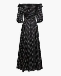 Mikael Aghal Off-the-shoulder polka-dot silk-satin maxi dress Schwarz