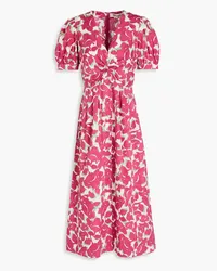 Diane von Furstenberg Heather Midikleid aus Popeline aus einer Baumwollmischung mit Print und Twist-Detail Pink