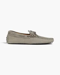 TOD'S Gommino ribbed nubuck driving shoes Grau