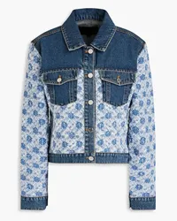 Maje Jacke aus Bouclé-Tweed und Denim Blau