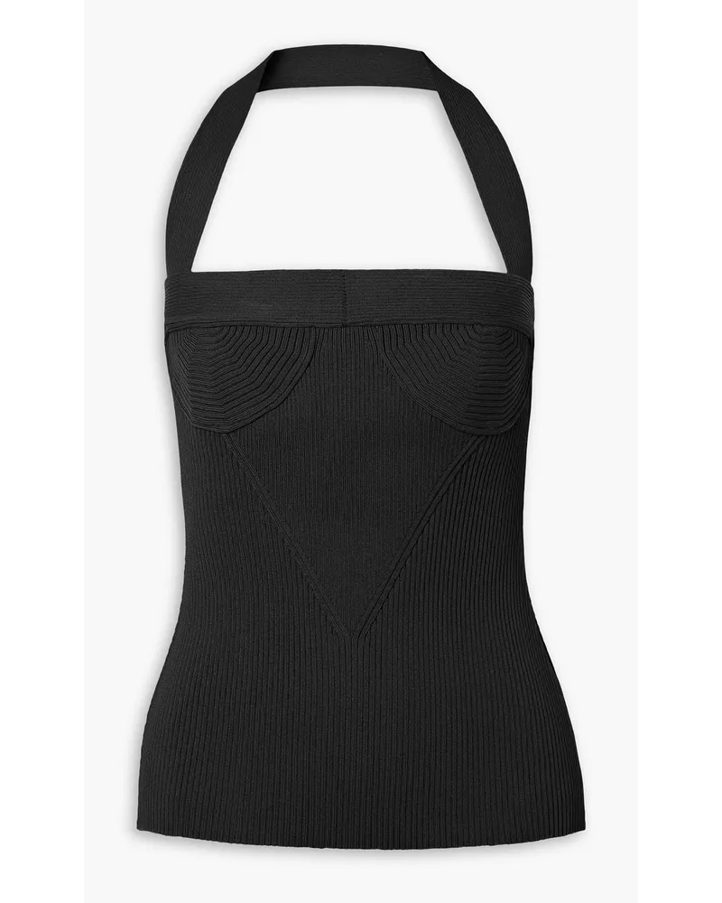 Proenza Schouler Neckholder-Oberteil aus Rippstrick Schwarz