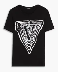 Versace Embroidered cotton-jersey T-shirt Schwarz