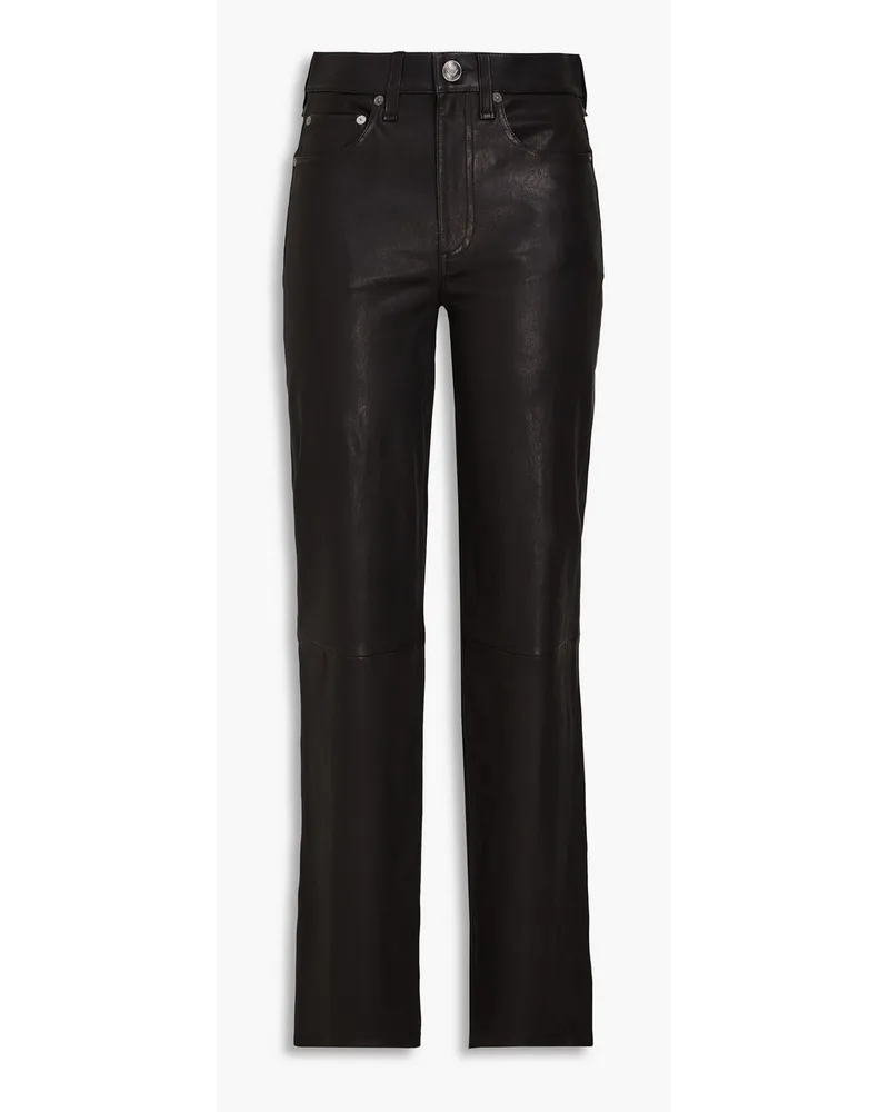 Rag & Bone Harlow Hose mit geradem Bein aus Leder Schwarz