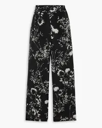 Victoria Beckham Pyjama-Hose aus Crêpe de Chine aus Seide mit Blumenprint Schwarz