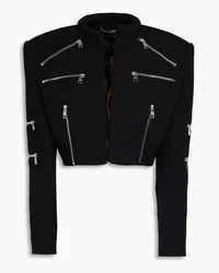 Dolce & Gabbana Cropped Jacke aus Twill aus einer Wollmischung mit Reißverschlussdetails Schwarz