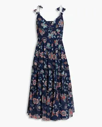 Sachin & Babi Dalia gestuftes Midikleid aus Chiffon mit floralem Print Blau