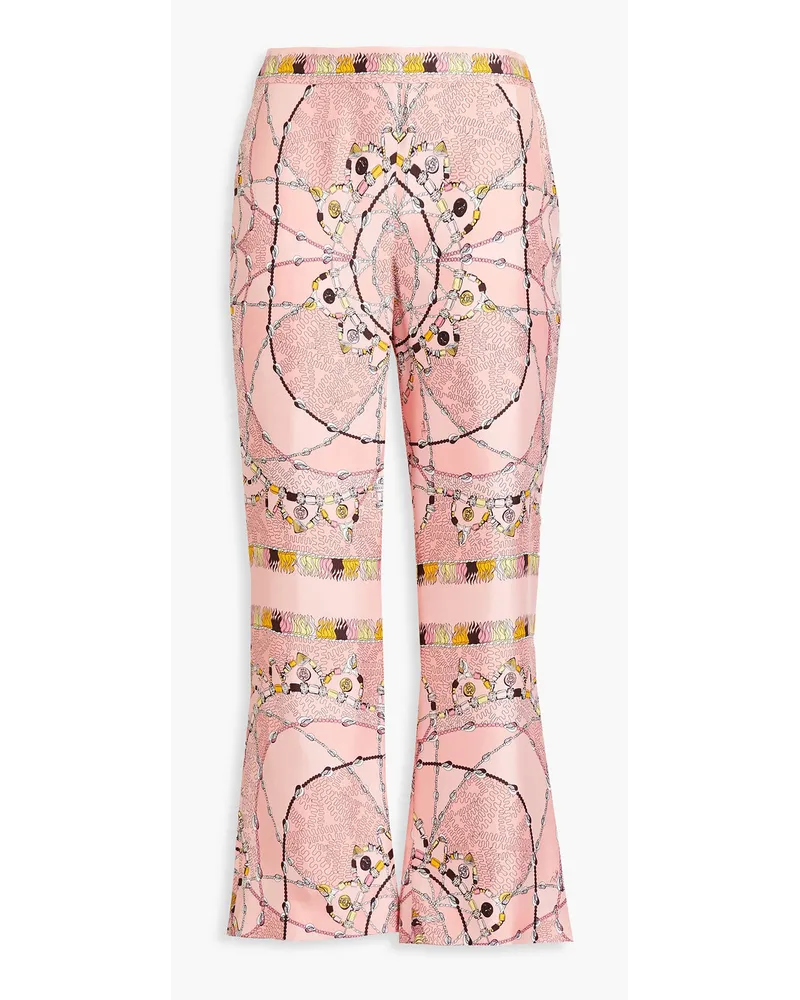 Emilio Pucci Kick-flare-Hose aus Seiden-Twill mit Print Pink