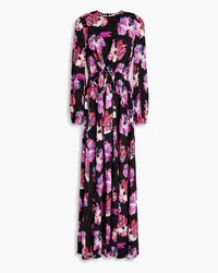 Diane von Furstenberg Sydney Maxikleid aus Crêpe de Chine mit floralem Print Schwarz