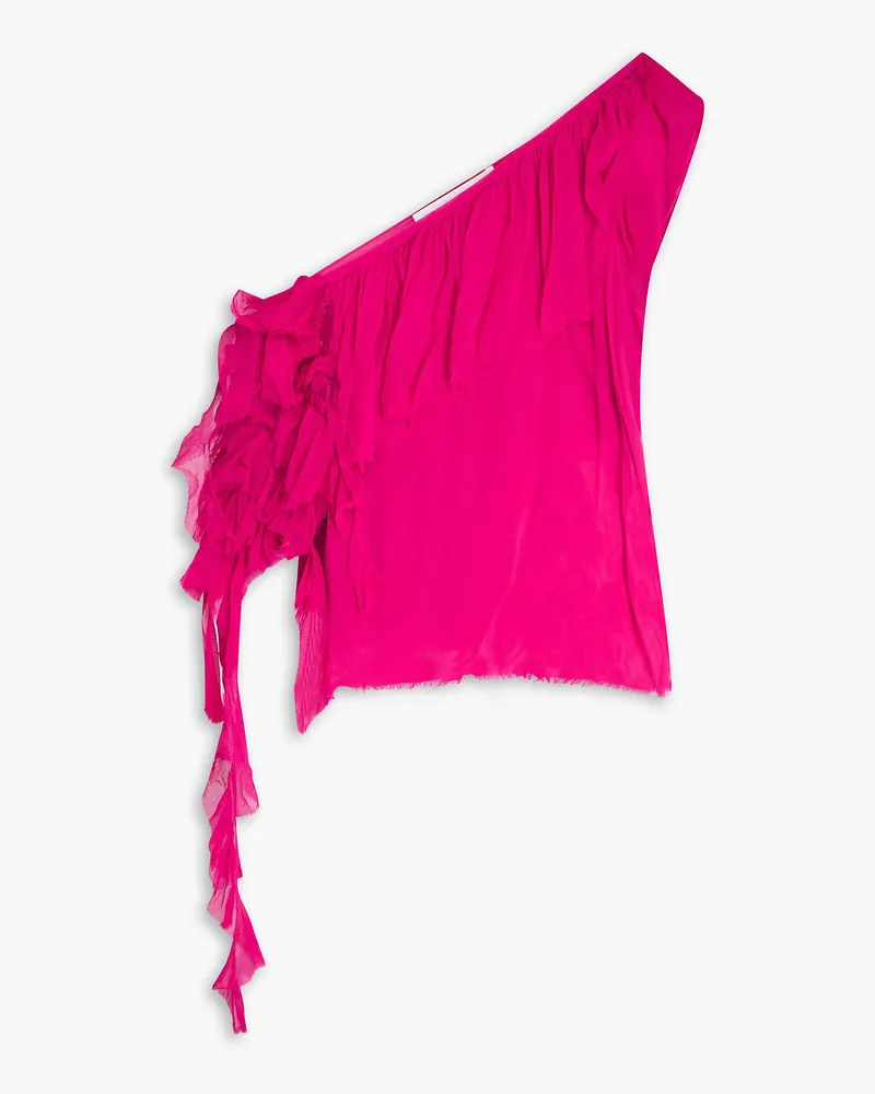 Marques ' Almeida Drapiertes Oberteil aus Seidenchiffon mit asymmetrischer Schulterpartie Pink