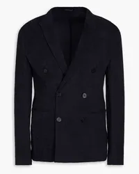 Emporio Armani Doppelreihiger Blazer aus Frottee Blau