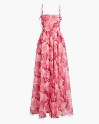 Mikael Aghal Maxikleid aus Chiffon mit floralem Print Pink