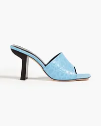 by FAR Liliana Mules aus Leder mit Krokodileffekt Blau