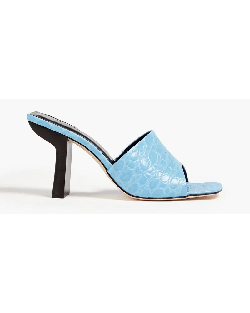 by FAR Liliana Mules aus Leder mit Krokodileffekt Blau