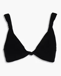 Loulou Studio Geripptes Cropped Bustier aus Kaschmir mit Twist-Detail Schwarz