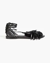 Jil Sander Sandalen aus Leder mit Troddeln Schwarz