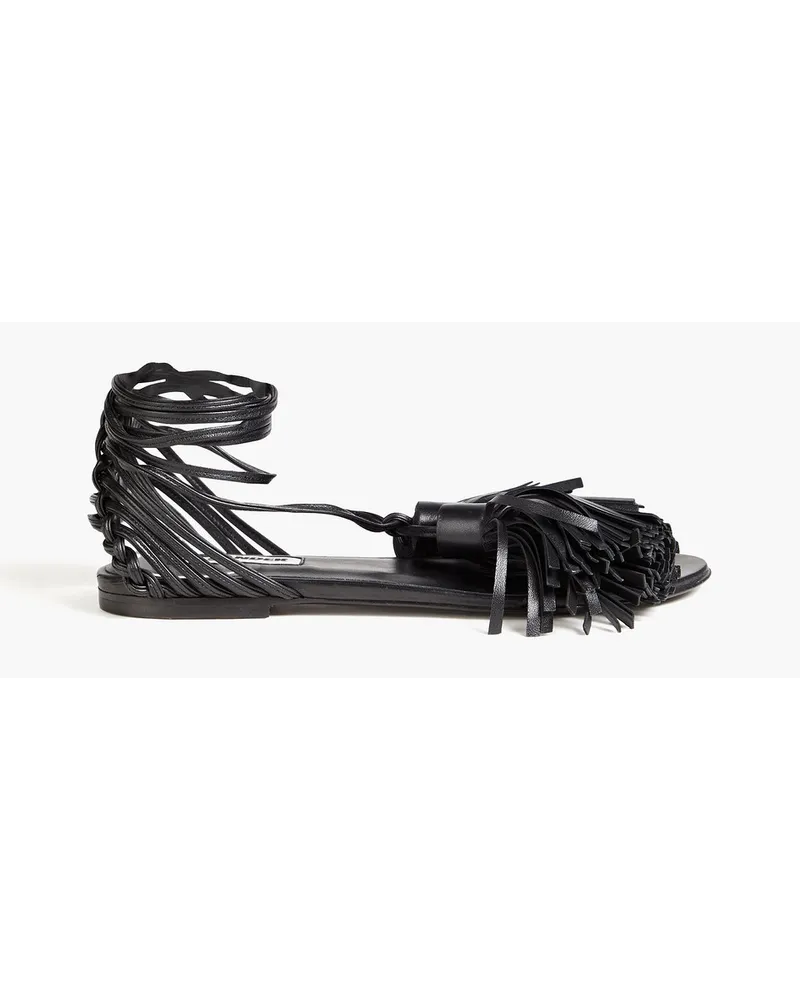 Jil Sander Sandalen aus Leder mit Troddeln Schwarz