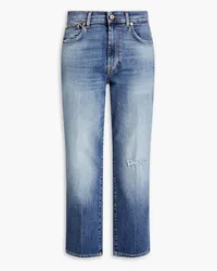 7 for all mankind Modern hoch sitzende Cropped Jeans mit geradem Bein inDistressed-Optik Blau