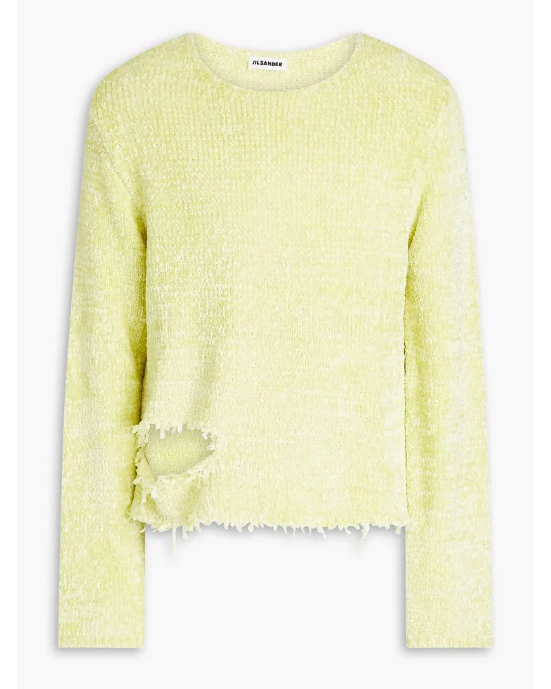 Jil Sander Pullover aus Chenille aus einer Seiden-Baumwollmischung inDistressed-Optik Gelb