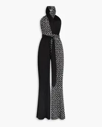 Diane von Furstenberg Cort bedruckter Neckholder-Jumpsuit aus Jersey mit Rückenausschnitt Schwarz