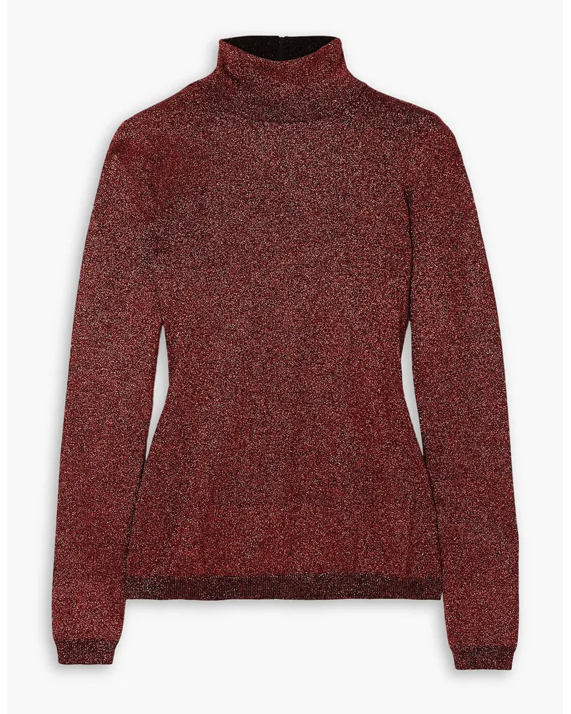 Stella McCartney Rollkragenpullover aus Metallic-Strick Rot