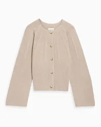 Loulou Studio Lanta gerippter Cardigan aus Kaschmir Neutral