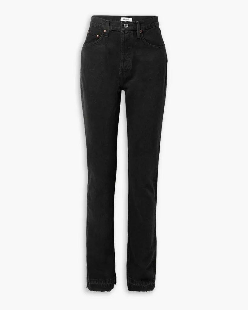 RE/DONE 70s hoch sitzende Bootcut-Jeans mit Fransen Schwarz