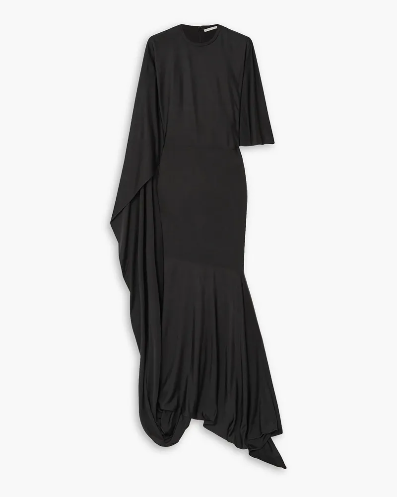 Stella McCartney Asymmetrisches Maxikleid mit Cape-Effekt Schwarz