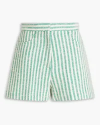 Sandro Gestreifte Shorts aus Tweed aus einer Baumwollmischung Weiß