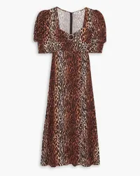 RIXO Karen Midikleid aus Crêpe mit Leopardenprint und Kristallverzierung Animal-print