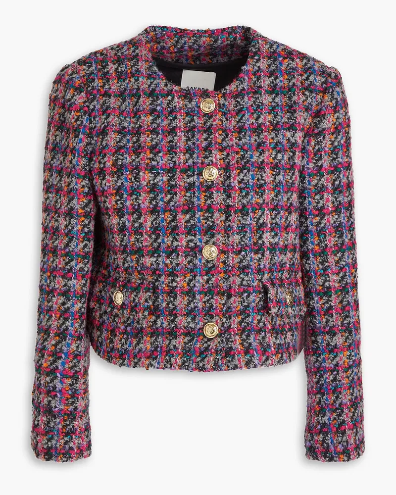 Sandro Cropped Jacke aus Bouclé-Tweed Pink